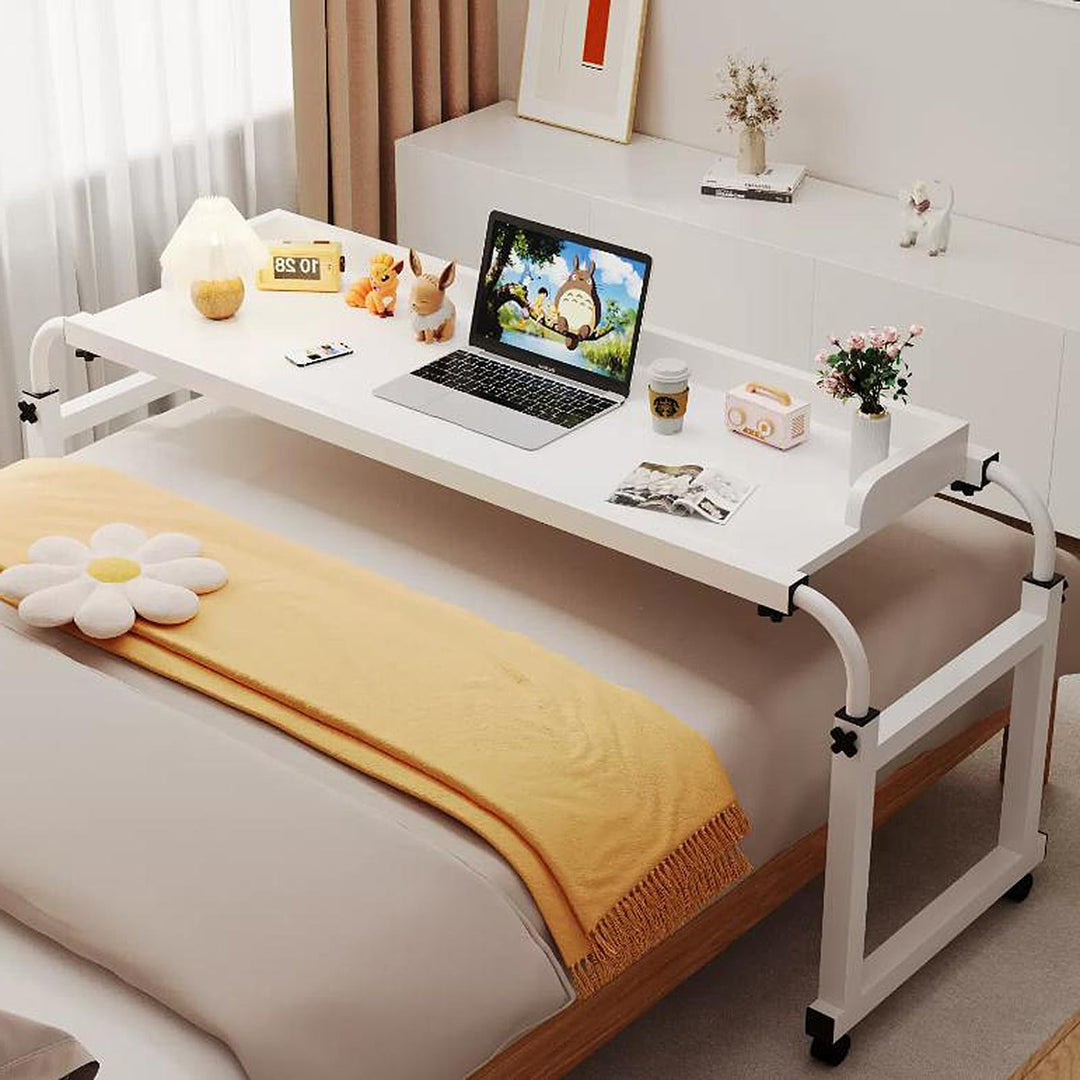 Überbett-Schreibtisch mit Rollen, Höhen- und Breitenverstellbarer Laptop-Tisch Breite 115-210 cm & H