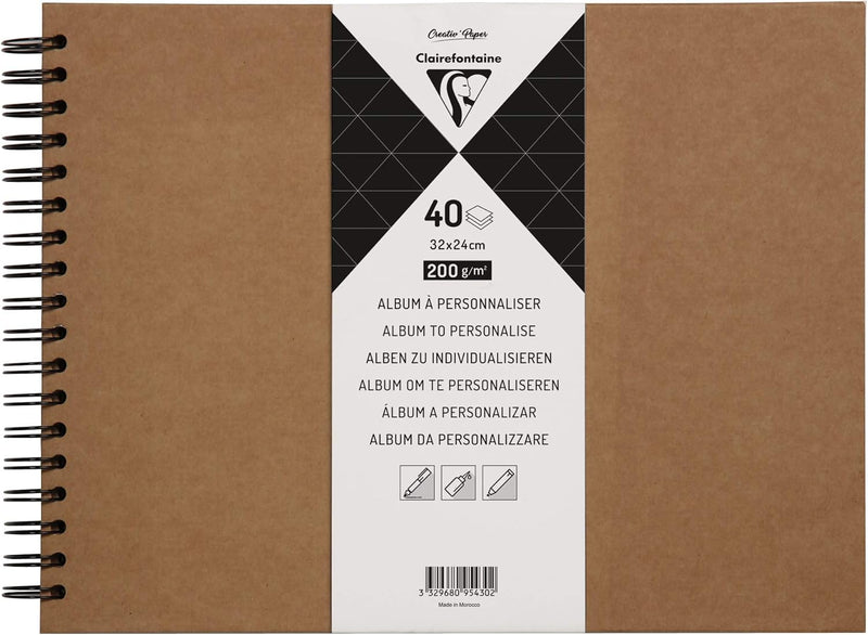 Clairefontaine 95430C Heft mit Kraftpapier zum Individualisieren (32 x 24 cm, 40 Blatt, 200 g, Spira