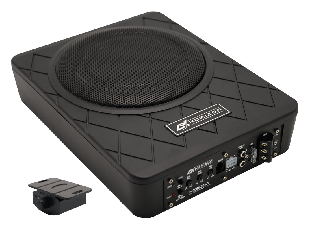 ESX HZ800A - Aktiver 20 cm (8“) Auto-Untersitz-Subwoofer Horizon Serie - 100 W RMS / 200 W max. - ma