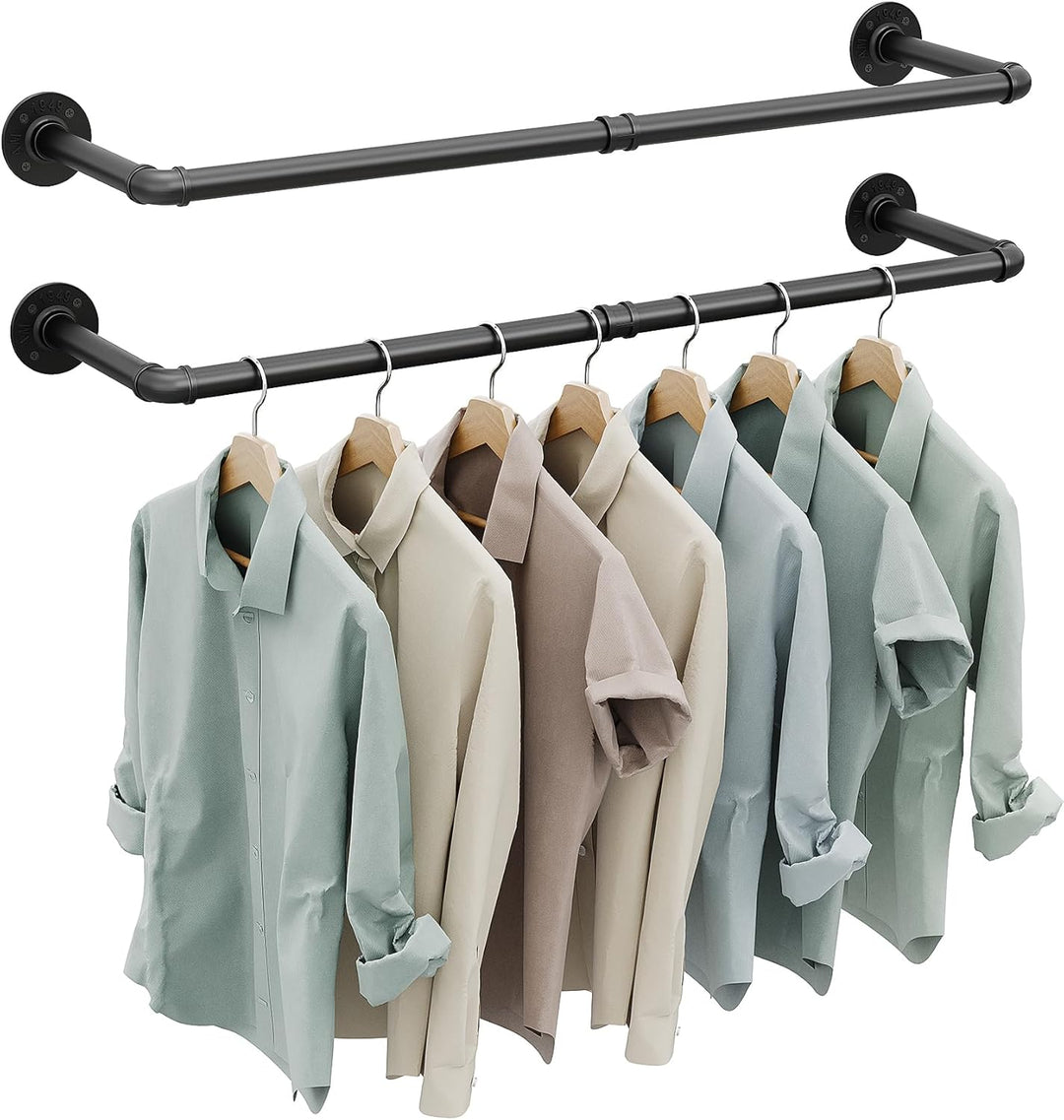 OROPY Industrieller Stil Rohr-Kleidergestell 2er Set, an der Wand befestigte abnehmbare Retro- Metal