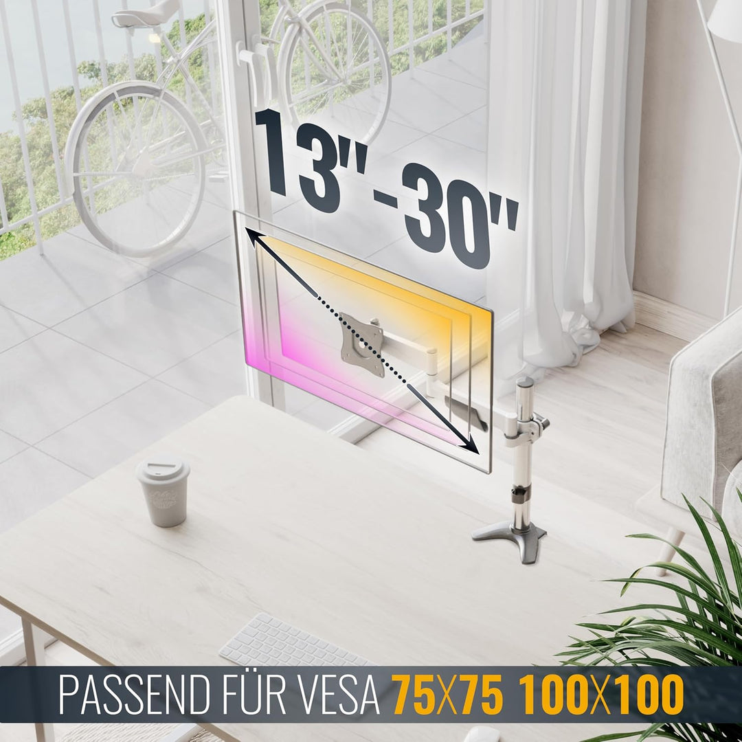 RICOO Monitor Halterung Tisch, VESA Tischhalterung für 13-30 Zoll, Monitorhalterung 1 Monitor Arm TS