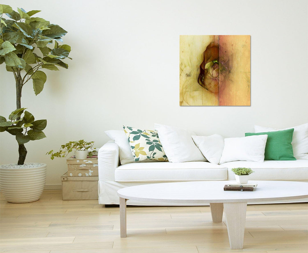 Paul Sinus Art Sonnige Gründe - Abstrakt399_60x60cm Bild auf Leinwand beige goldgelb Abstraktes Moti