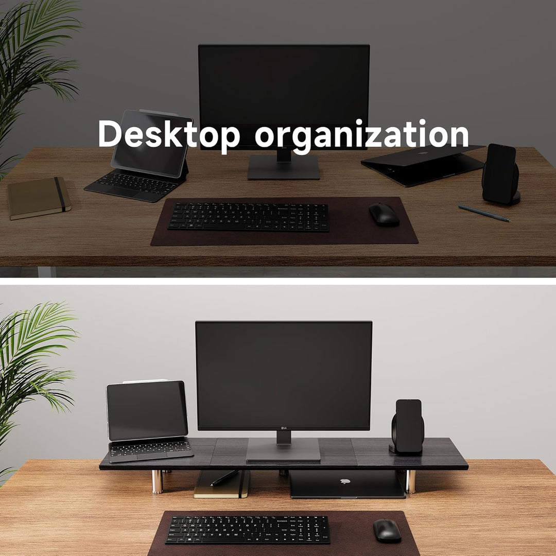 Fenge Grosser Monitorständer 100cm Dual Monitor Stands Riser mit Höhenverstellbarem Bein,Multifunkti