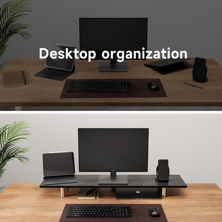 Fenge Grosser Monitorständer 100cm Dual Monitor Stands Riser mit Höhenverstellbarem Bein,Multifunkti