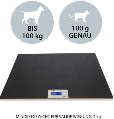 ADE Digitale Tierwaage bis 100 kg | grosse Hundewaage XL | extra leicht und flach | pfotenfreundlich