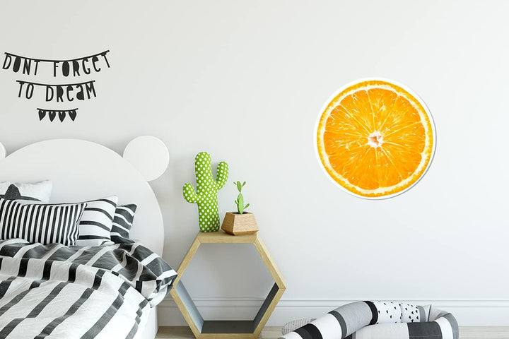 MuchoWow Wandbild Rund Wanddeko Deko Wohnzimmer Bilder 30x30 cm Orange - Obst - Weiss, 30x30 cm
