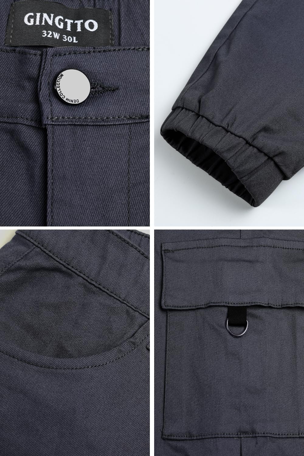 GINGTTO Herren Cargo Hose Stretch Jogginghose für Männer Casual Slim Fit Cargohose Herren Dunkelgrau