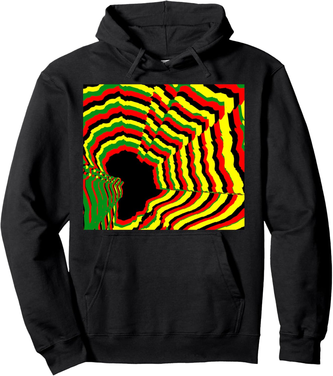 Black History Month Africa Map Mosaic Art African Colors Pullover Hoodie