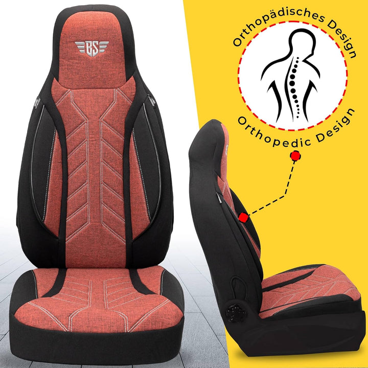 BREMER SITZBEZÜGE Mass Sitzbezüge Schonbezüge für Skoda Scala PLKT202 PLKT202 - Schwarz/Rot Scala, P