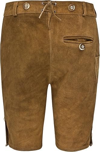 Premium Lederhose für Herren - Elegante Trachtenhose Gr.46-60 - Kurze Trachten Lederhose mit Träger