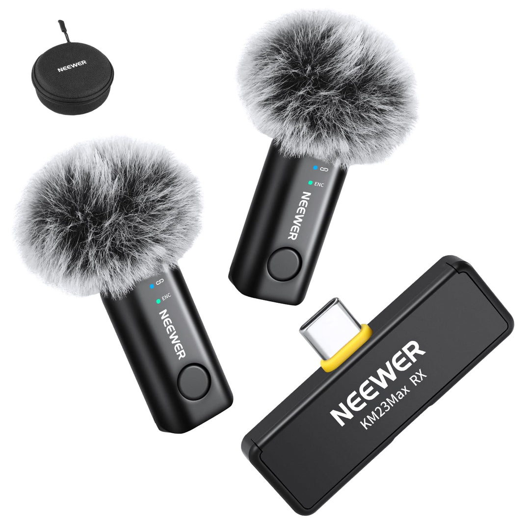 NEEWER Kabelloses Lavalier Mikrofon, 48kHz/24Bit, 8 Std. Akku, Geräuschunterdrückung, omnidirektiona