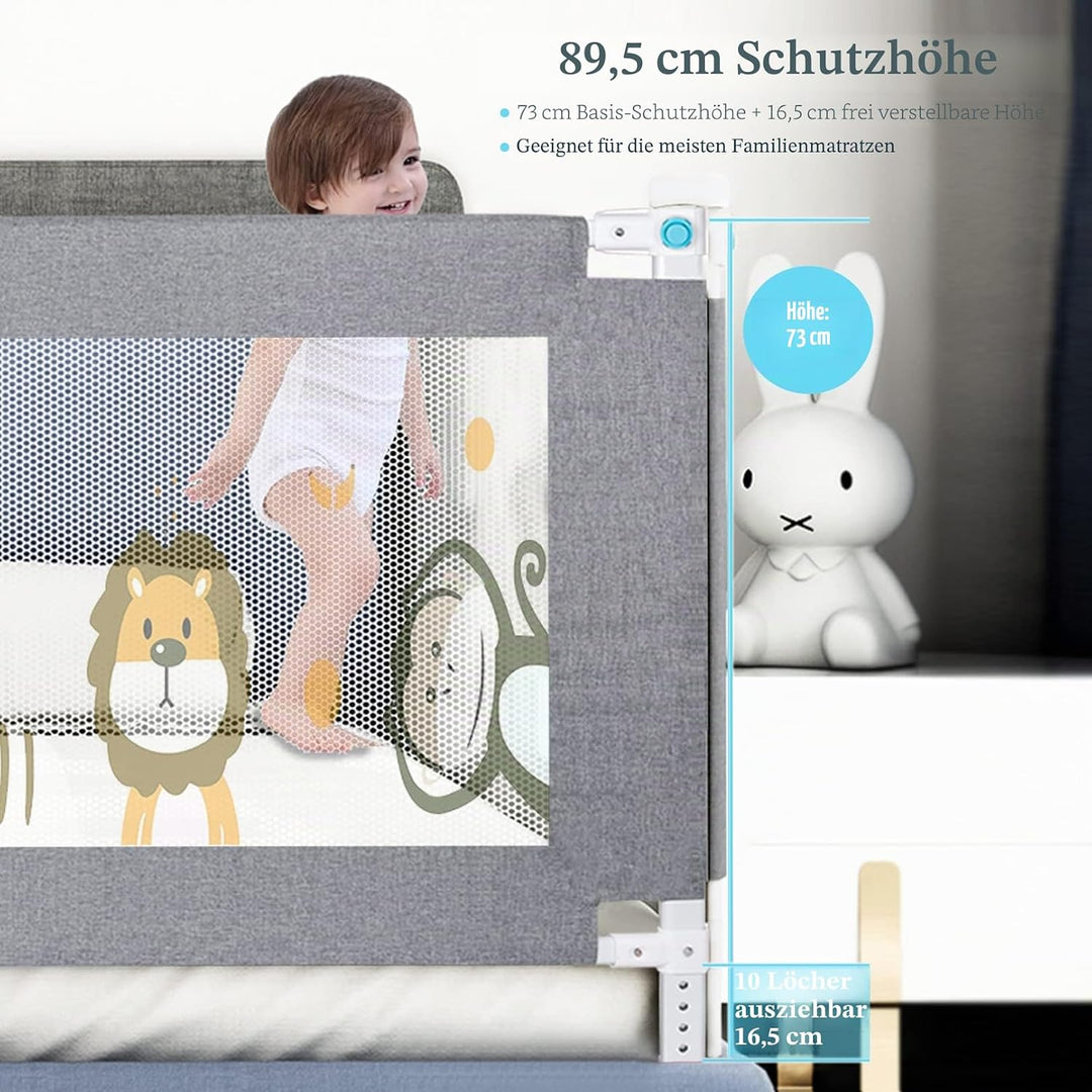 Rausfallschutz Kinderbett 200CM, Rausfallschutz Bett Con Elevación Vertical, Baby Bettgitter Barandi
