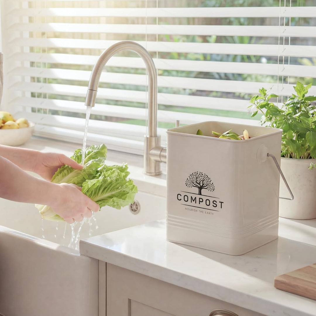 Perfnique Biomülleimer küche, 6L Komposteimer für die Küche, Geruchsdicht Komposteimer für den Innen