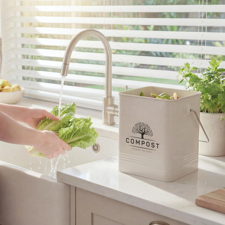 Perfnique Biomülleimer küche, 6L Komposteimer für die Küche, Geruchsdicht Komposteimer für den Innen