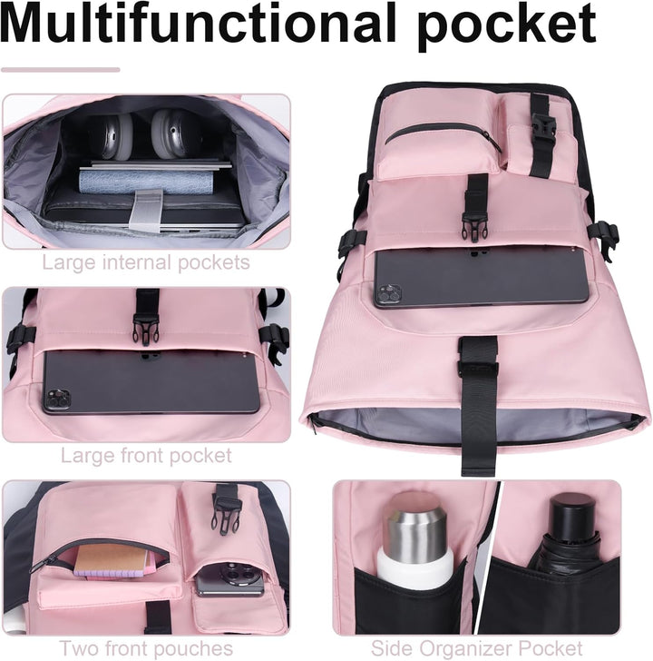 Rucksack Damen,Rolltop Rucksack Herren,28L Gross Schulrucksack Rucksack Wasserdicht mit Laptopfach 1