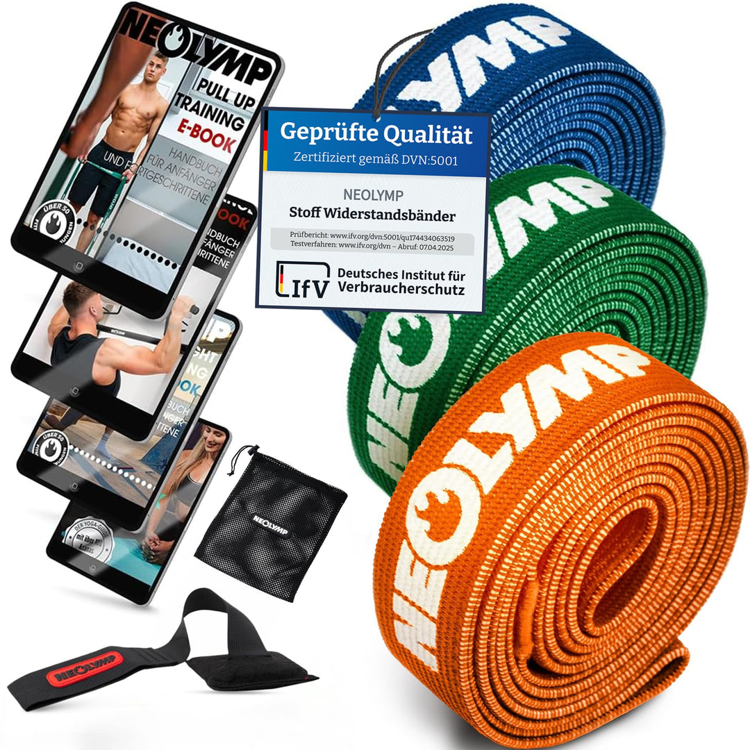 NEOLYMP Premium Fitnessbänder + E-Book mit über 100 Übungen | Resistance Bands | Terra Band | Resist