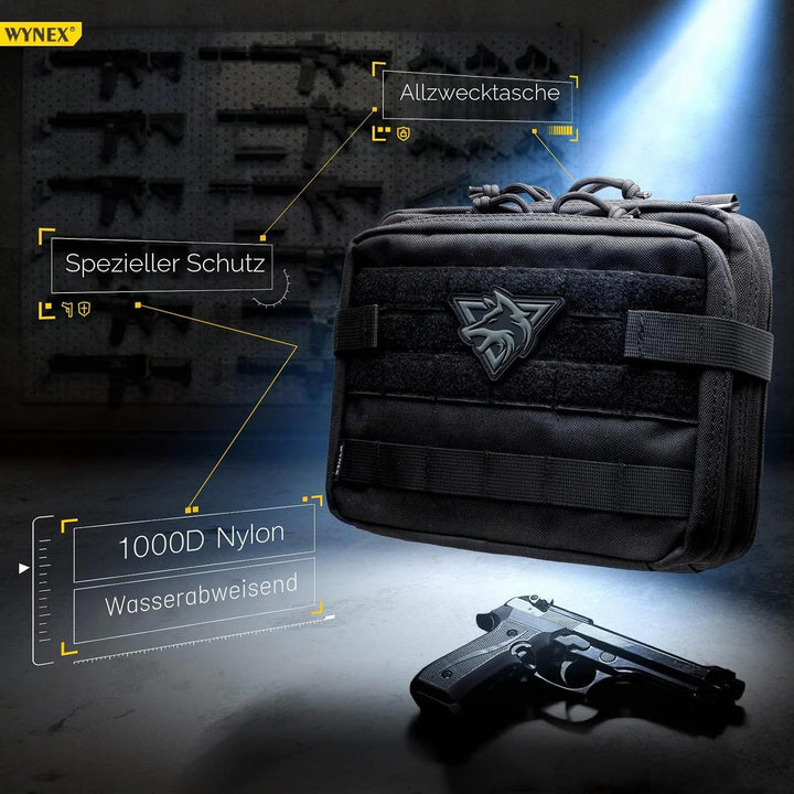 WYNEX Tactical Large Admin Pouch im Double Layer Design, Molle EDC EMT Utility Pouch mit Map Sleeve