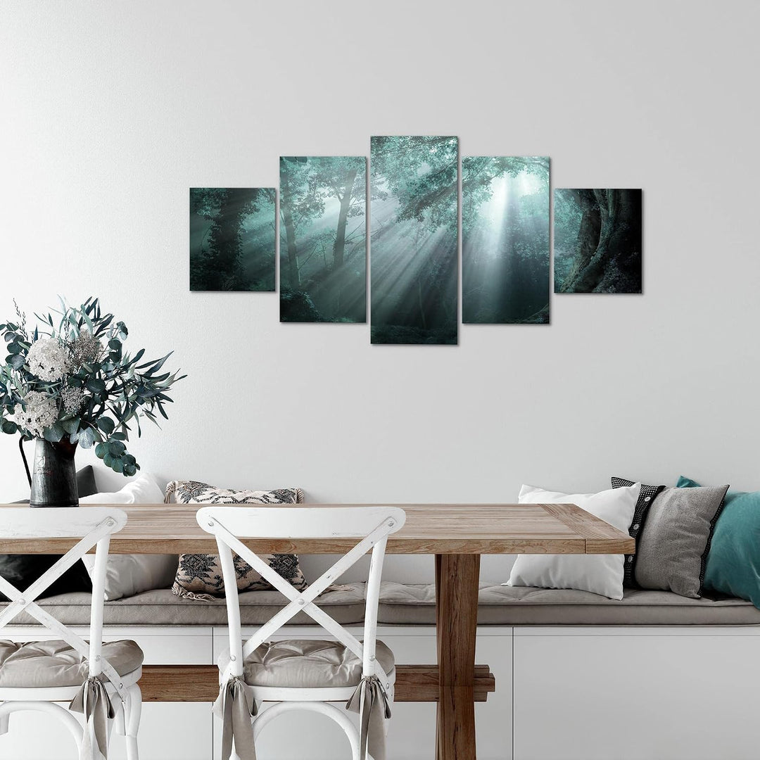 Runa Art Wandbilder Wald Landschaft 5 Teilig Bild auf Vlies Leinwand Deko Schlafzimmer Wohnzimmer So