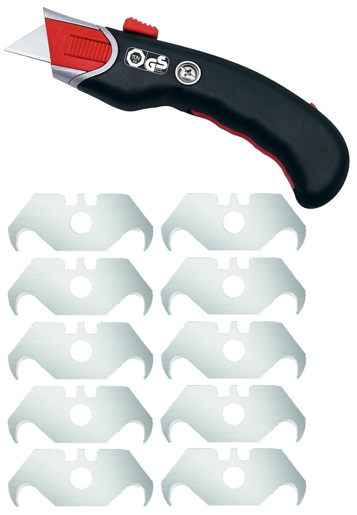 WEDO Safety Cutter Premium – Sicherheitsmesser mit automatischem Klingenrückzug, Metallgriff & Gummi