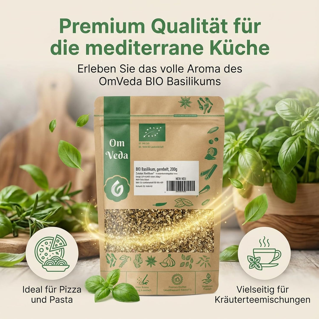 BIO Basilikum getrocknet gerebelt 900g | Bio-Qualität | Premium Basilikum für Pizza, Pasta, mediterr