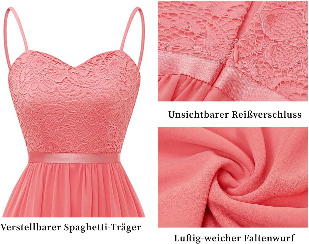 DRESSTELLS Damen Abendkleider Elegant für Hochzeit Brautjungfernkleider Lang Chiffon Brautjungfernkl