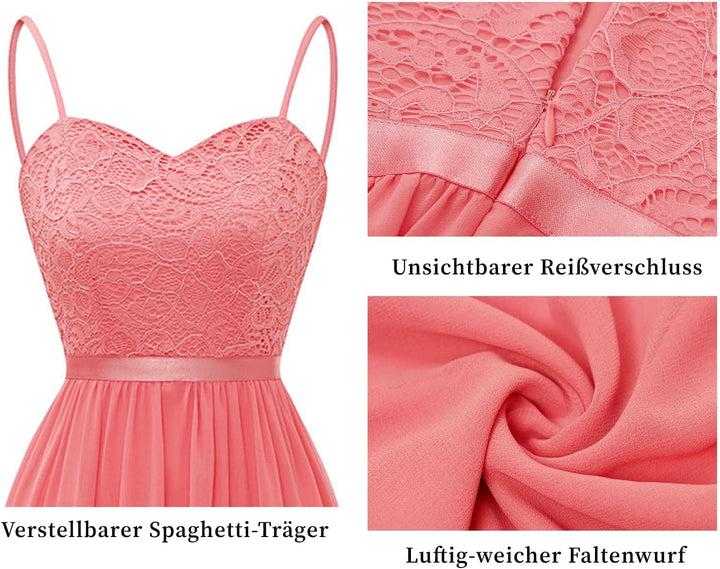 DRESSTELLS Damen Abendkleider Elegant für Hochzeit Brautjungfernkleider Lang Chiffon Brautjungfernkl