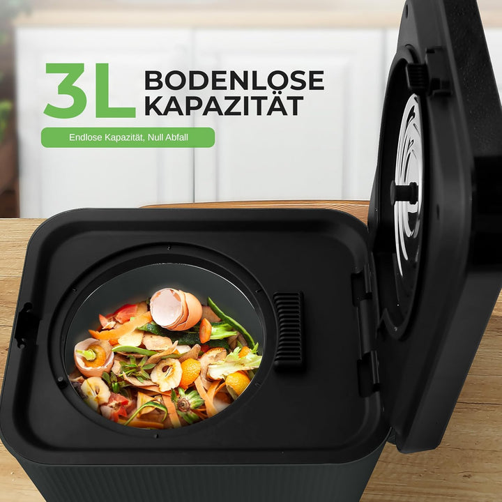 Nutrichef Elektrischer Komposter, 3L- Biomülleimer Küche, Komposteimer- Für Organisches Material & L