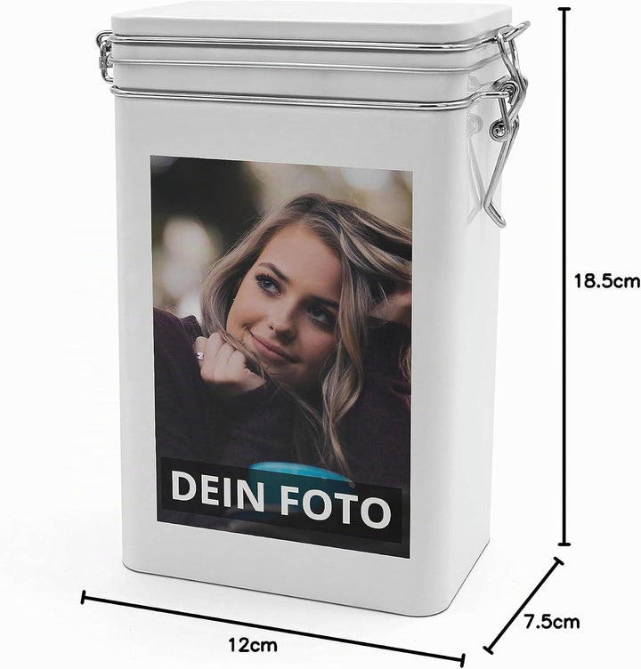 Personalisierte Kaffeedose mit Foto bedrucken lassen - Vorratsdose für Kaffee mit eigenem Motiv gest