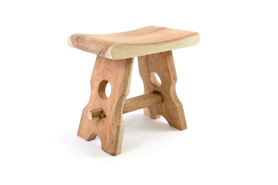Divero Eckiger Sitzhocker Molokai aus Suar-Holz - Reine Handarbeit – Farbe: Braun