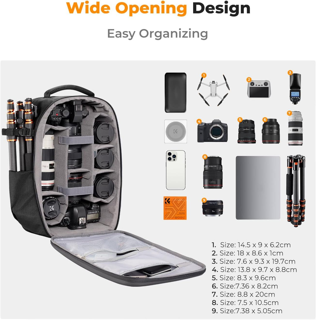 K&F Concept Kamerarucksack Fotorucksack mit Hartschale Kameratasche mit 15,6-Zoll-Laptopfach und Reg