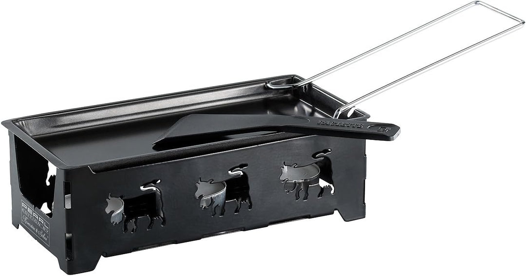 Rosenstein & Söhne Raclette Stövchen: 3er-Set Teelicht-Raclette, mit Schaber (Racletteofen mit Kerze
