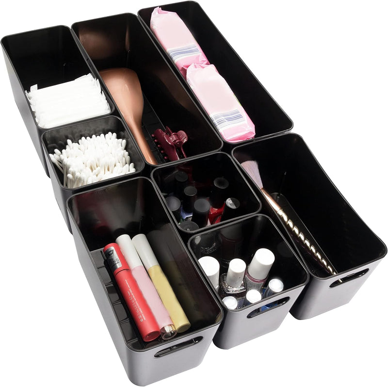 22 Teile Organizer Set - 10 cm hoch - in 3 Grössen - grau - Schubladeneinsatz - passend für Schublad