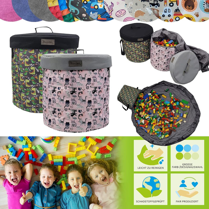 BAMBINIWELT Kinder Aufräumsack Spieldecke Spielzeug-Tasche Aufbewahrung-Beutel Spielzeugaufbewahrung