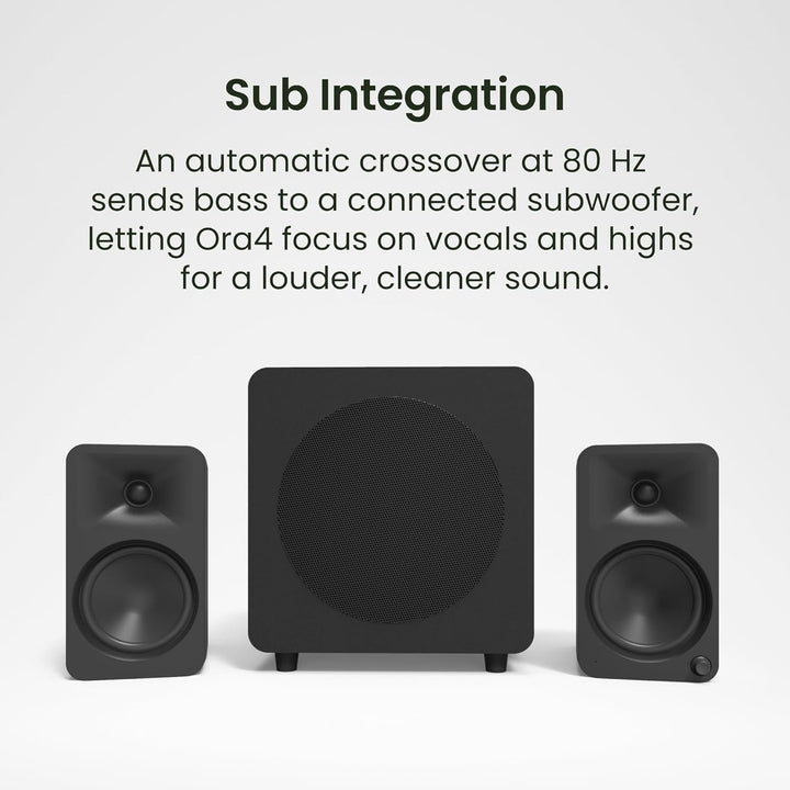 Kanto ORA4 140W Powered Reference Speakers with Bluetooth 5.0 and USB-C Input | 4” Woofers | Bi-Ampl