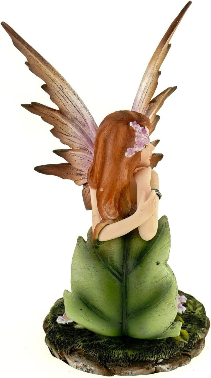 Vogler Fee Foglia stützt Sich auf Blatt mit Ringelstrümpfen an 18 cm Figur Fee Fantasy Fairy Elfe
