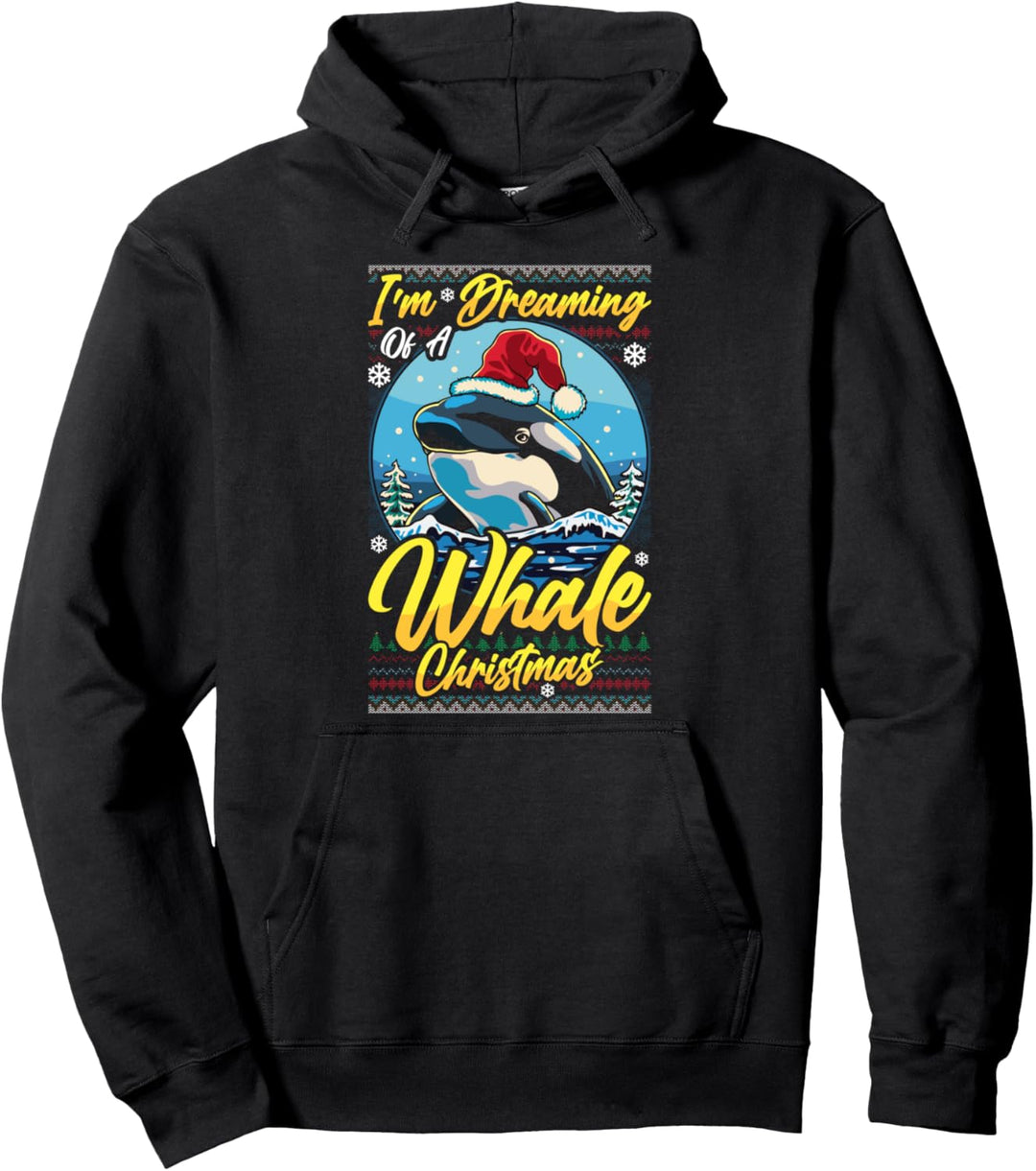 Lustiges Weihnachtsmann-Wal-Wortspiel für Herren und Damen, hässlicher Weihnachts-Orca-Wal Pullover