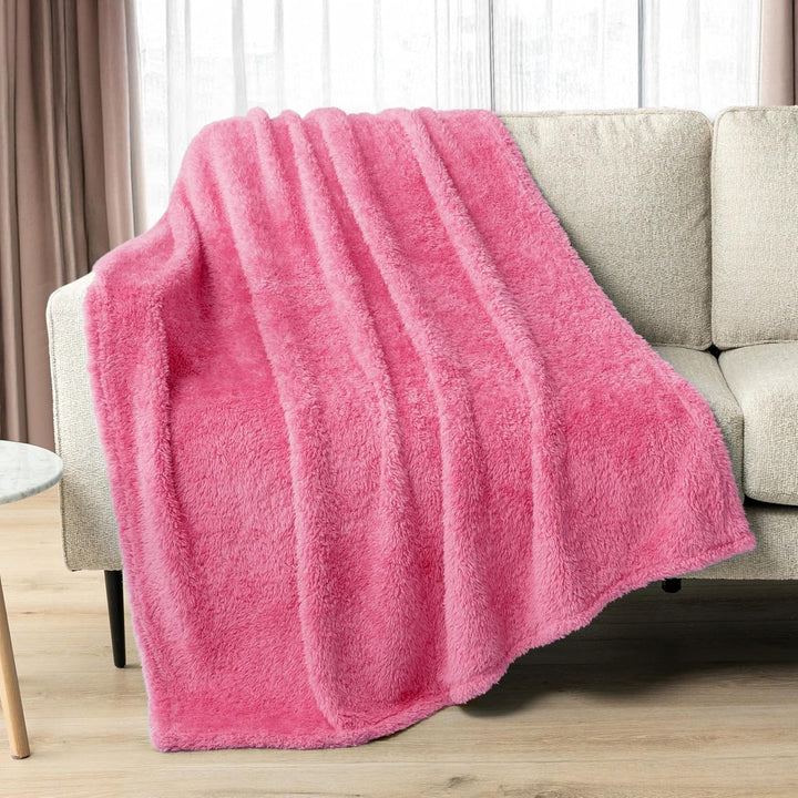 PAVILIA Flauschige Sherpa-Überwurfdecke für Couch-Sofa | Plüsch-Zottel-Fleecedecke | weich, flauschi