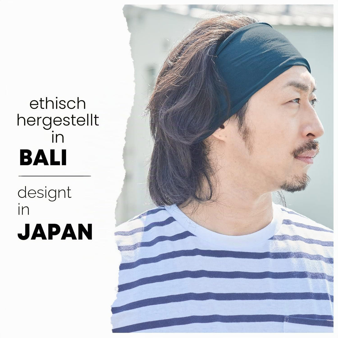 CHARM Herren Japanisch Bandana Stirnband - Damen Headband Haar Band Sport Dunkelgrau, Dunkelgrau
