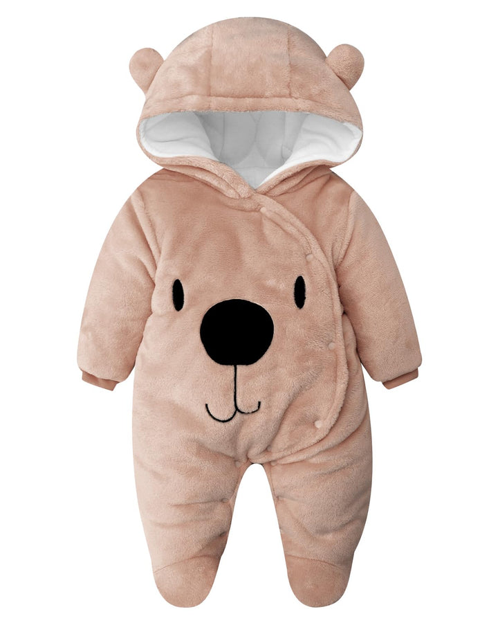 Baby Overall Winter mit Kapuze Baby Schneeanzug Flanell Strampler Winter Spieler Spielanzug mit Füss