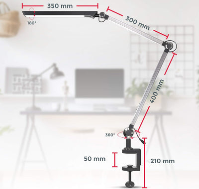 B.K.Licht - Schreibtischlampe einstellbar von warmweiss bis kaltweiss, schwenkbar, Touch, Klemmlampe