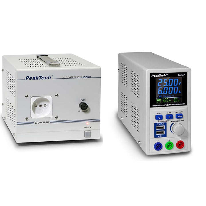 Peak Tech P 2240 – Trenntransformator, Schutzklasse 1, 230 V, 500 W - 160 x 125 x 235 mm & P 6227 –