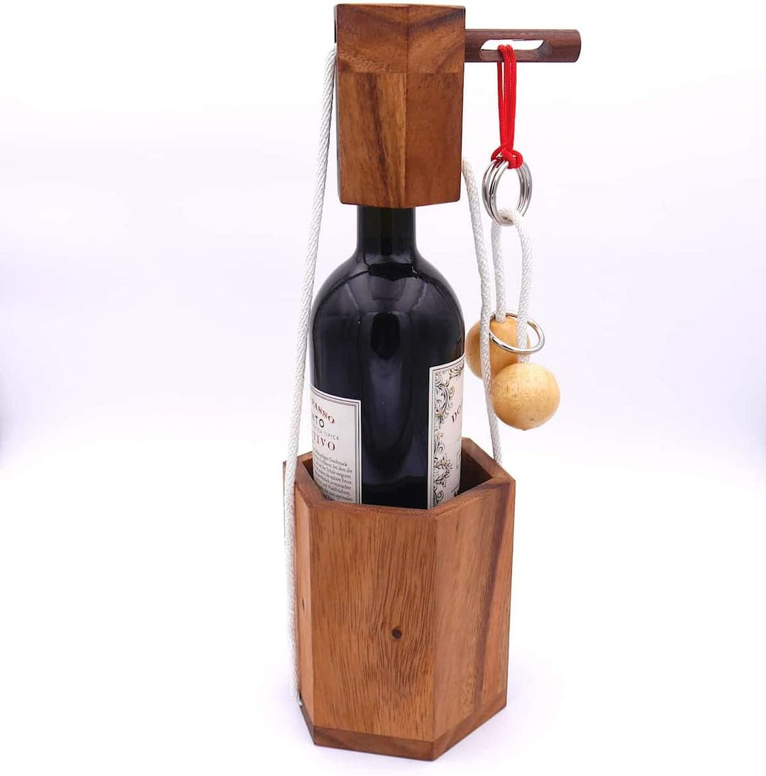 ROMBOL Flaschentresor - Edles Denkspiel aus Holz für grosse Flaschen, Modell:4 4 10 cm x 10 cm x 16