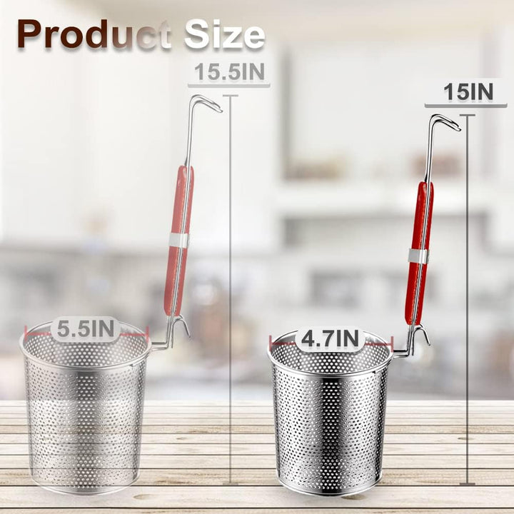 TENTA Kitchen Micro-Perforated Stainless Steel Pasta Basket Mesh Spider Food Dumpling Noodle Straine