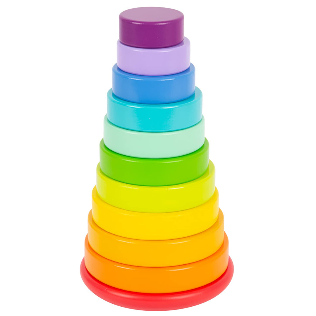 small foot Stapelturm Steckspiel Regenbogen, mit unterschiedlich grossen Holzscheiben, ab 12 Monaten