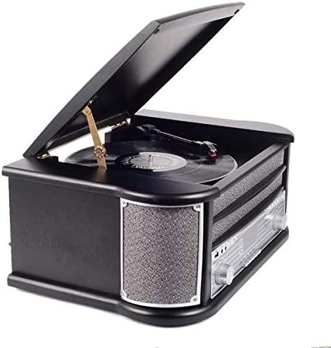 Denver MRD-51 DAB+, FM/AM Radio mit CD-, Kasetten- und Plattenspieler, Holzoptik, Schwarz,