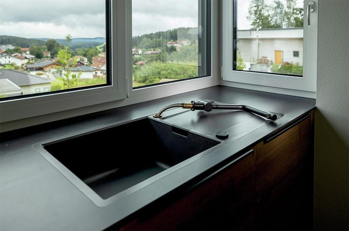 Schock Küchenarmatur EPOS W - Hochdruck Vorfensterarmatur mit Festauslauf und Standard Norm-Anschlüs