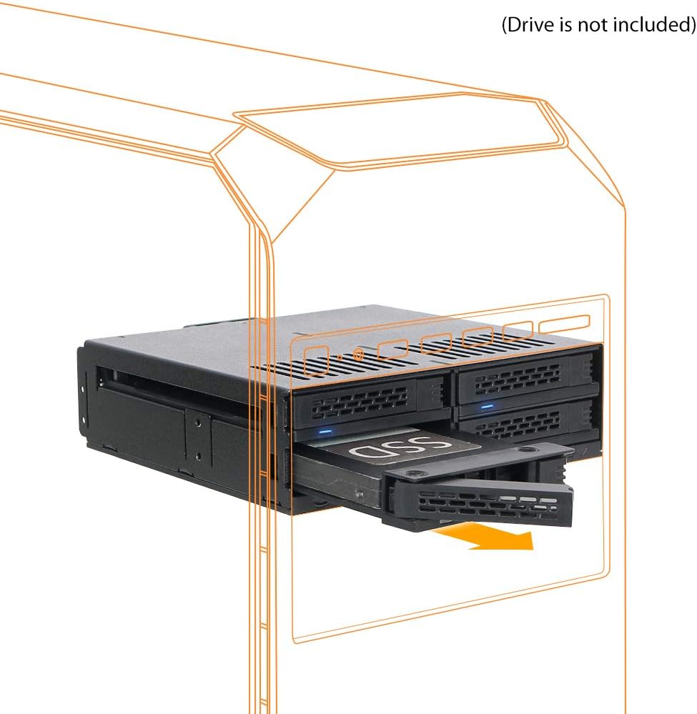 ICY DOCK ExpressCage MB324SP-B - Wechselrahmen für 4X 2,5 Zoll (6,4cm) SATA/SAS SSD/HDD in 1x 5,25 Z