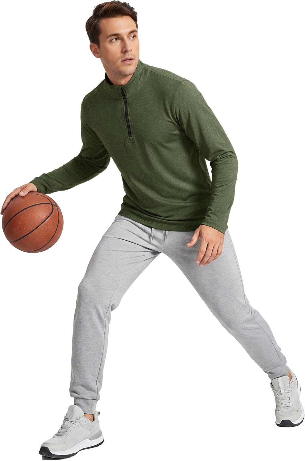 TACVASEN Pullover Herren Langarmshirt Half Zip Fleece Winterpullover Warm Atmungsaktiv Sport Sweatsh