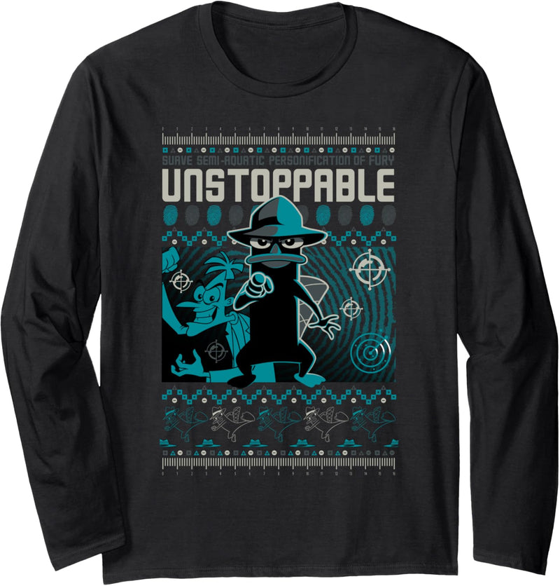 Disney Phineas And Ferb Unstoppable Perry Poster Langarmshirt