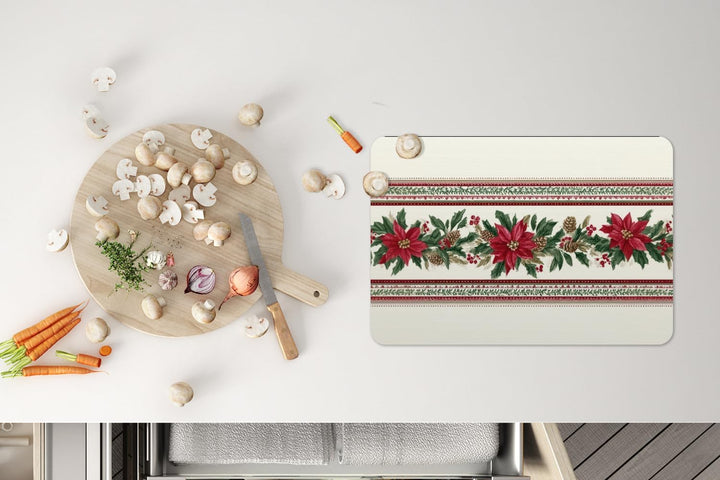 KitchenYeah© Platzsets Abwaschbar 6-Teilig Tischsets Platzdeckchen Platzset Weihnachtsstreifen - Wei